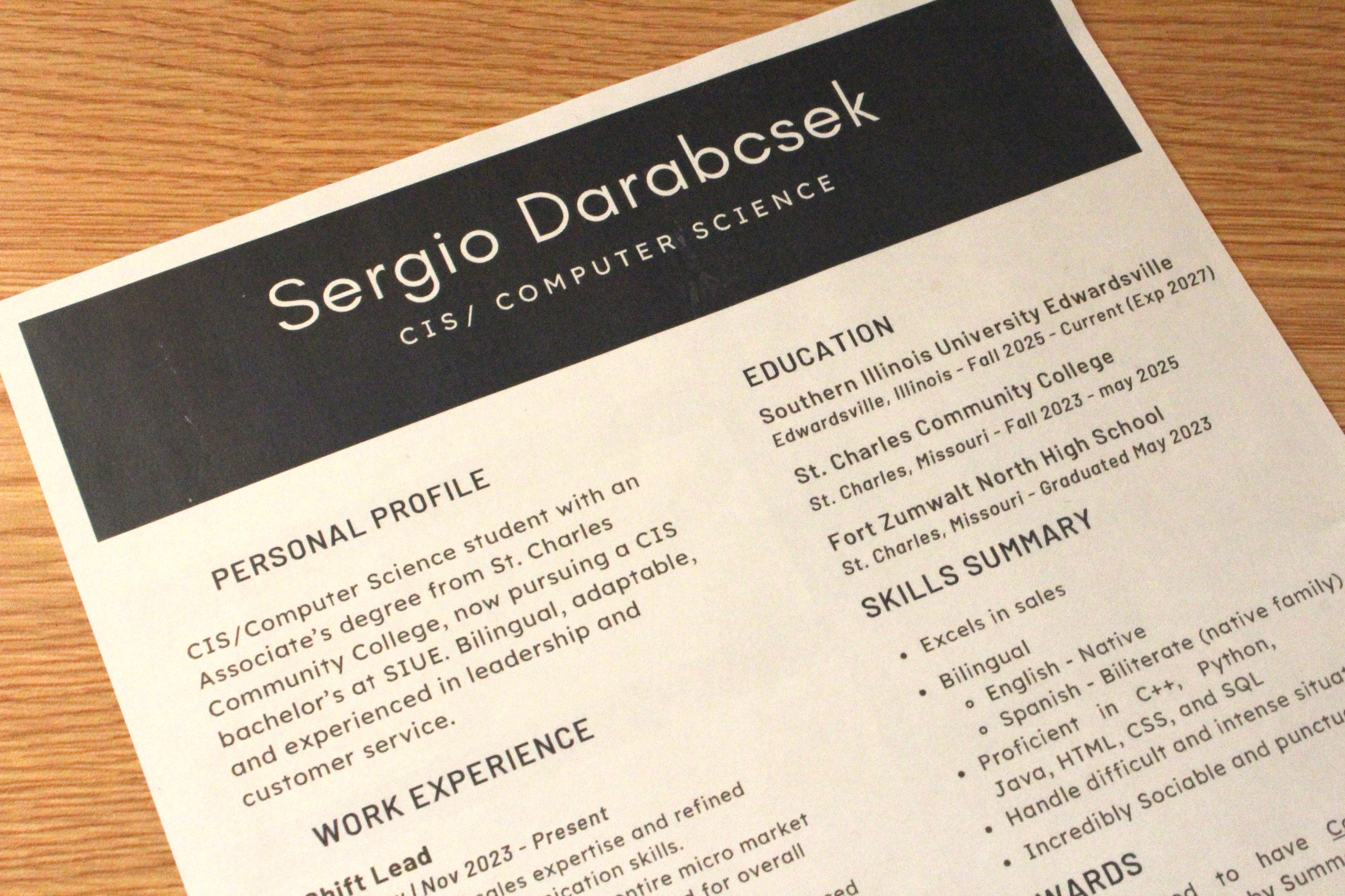 Sergio Resume Picture