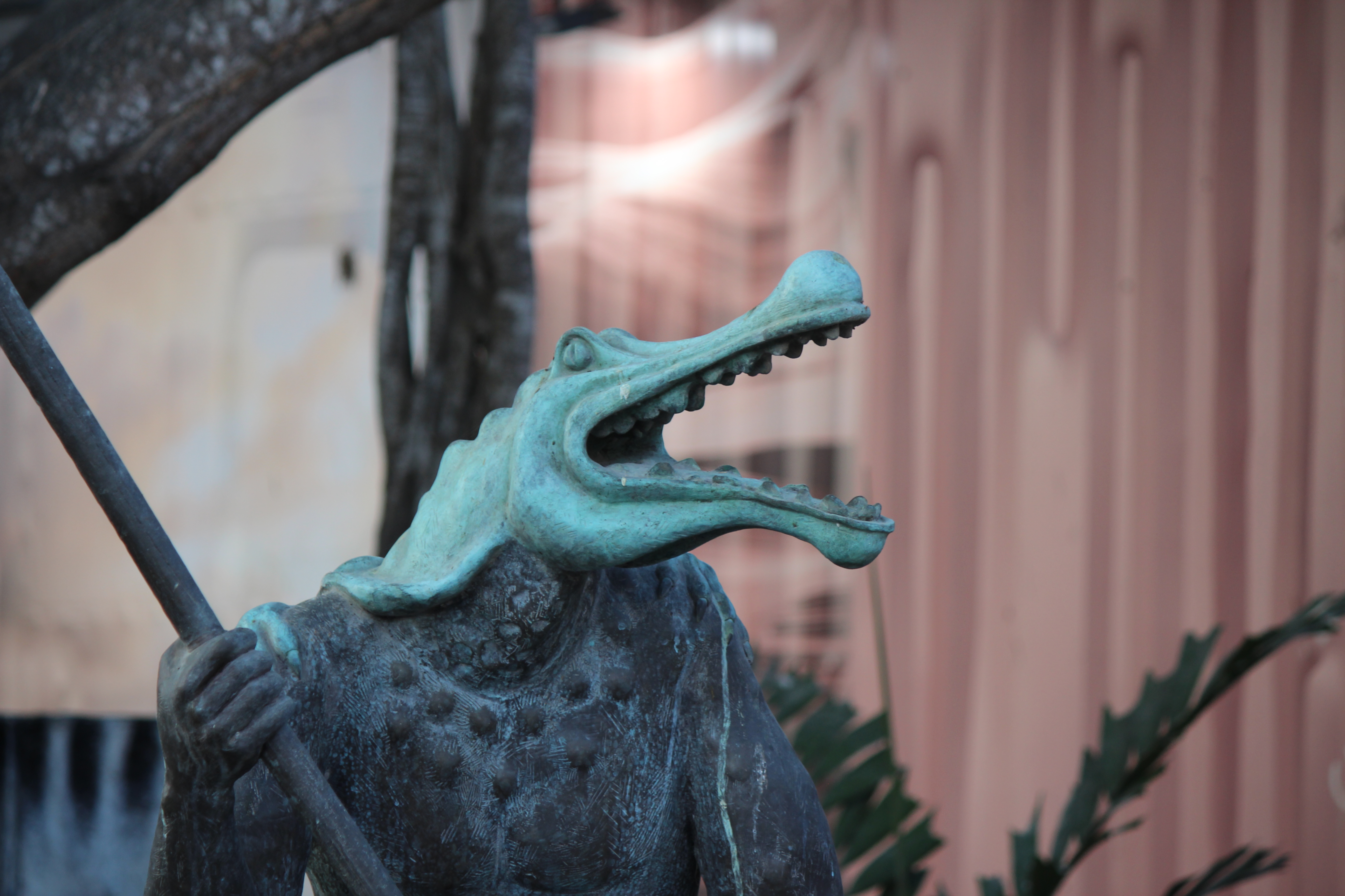 Crocodile soldier statue